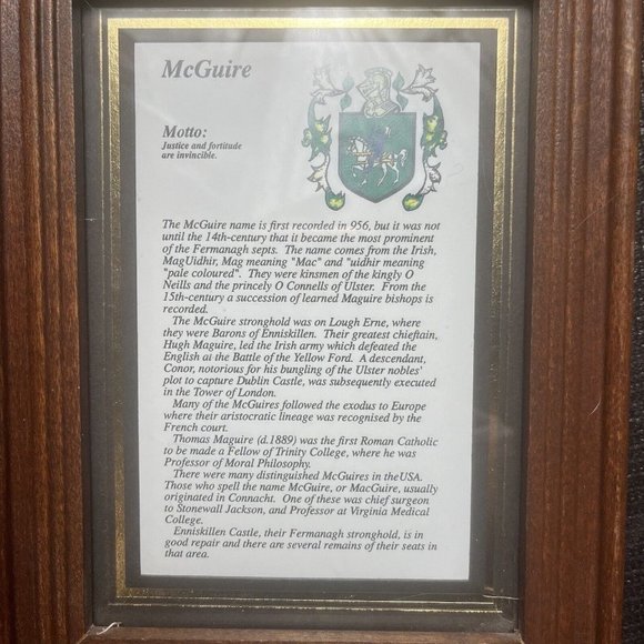 McGuire Lot Of 2- Personalized Family Last Name Sign Custom Coat Of Arms Verse - Picture 4 of 9